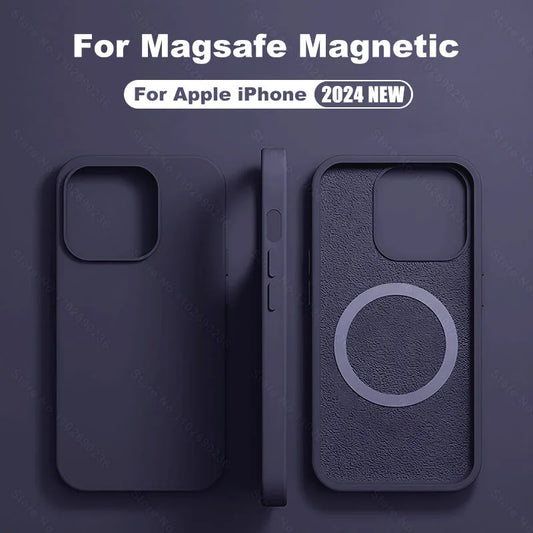 2024 NEW Liquid Silicone For Magsafe Magnetic Phone Case For Apple iPhone 15 14 13 12 11 Pro Max 15 Plus Wireless Charging Cover