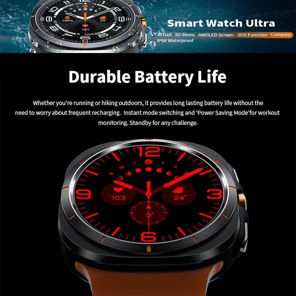 2024 New For Samsung Galaxy Watch 7 Ultra Smart Watch Men women Custom Dial HD AMOLED Voice Call NFC GPS Sport Fitness Watches