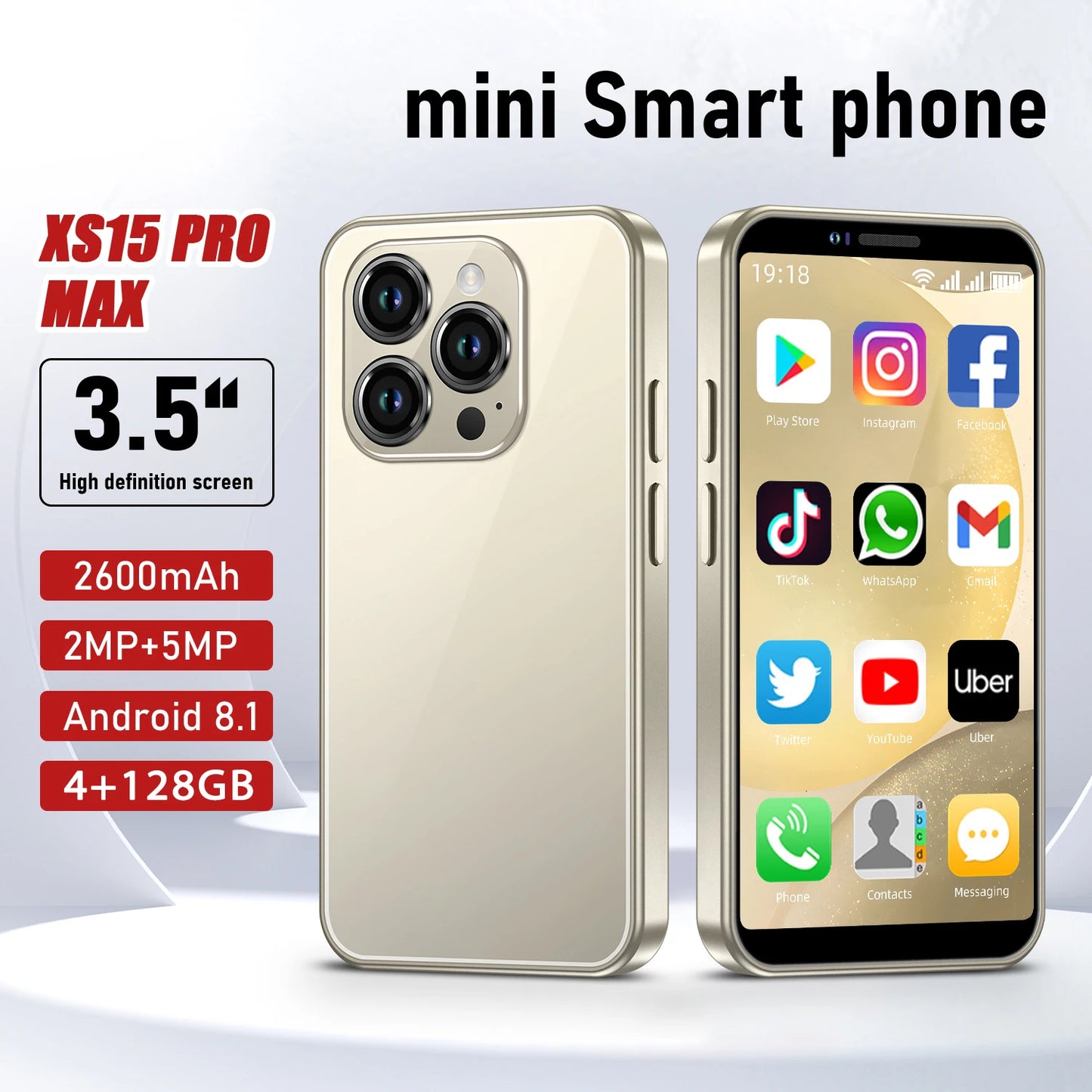 2024 New XS15 PRO 3.5" Small Smartphone Dual SIM 4G WCDMA  Android 8.1 4GB+128GB GPS WIFI Portable Mini Mobile Phone Low Price