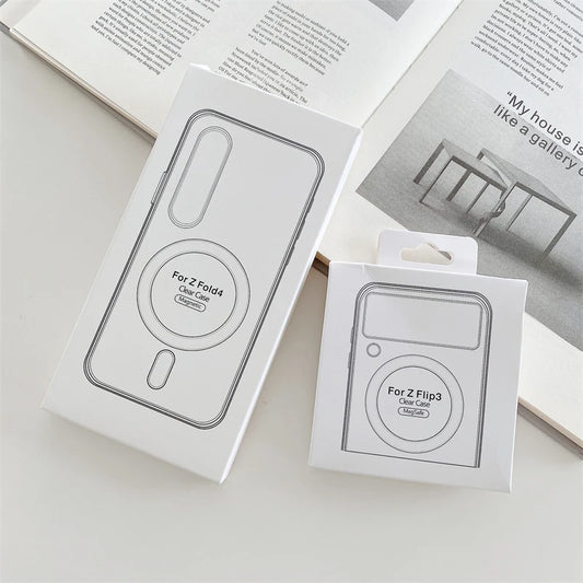 Clear Magnetic Macsafe Case for Magsafe Samsung Galaxy Z Fold 5 Z Flip 4 3 ZFold ZFlip Fold5 Mac Safe Wireless Charging Cover