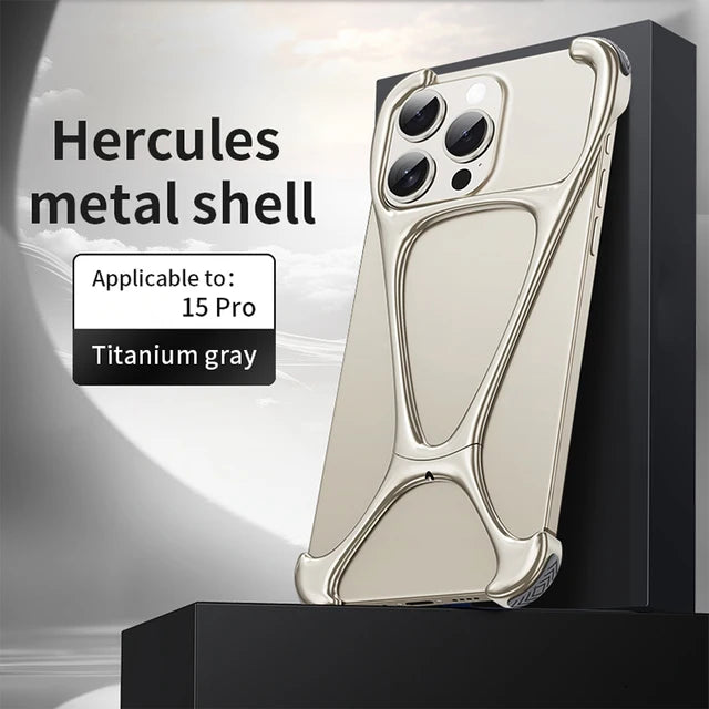 For iPhone 15 14 Pro Max 13 Case Rimless Metal Zincy Alloy Titanium Aluminum Bumper Heat Dissipation Shockproof Cover Luxury