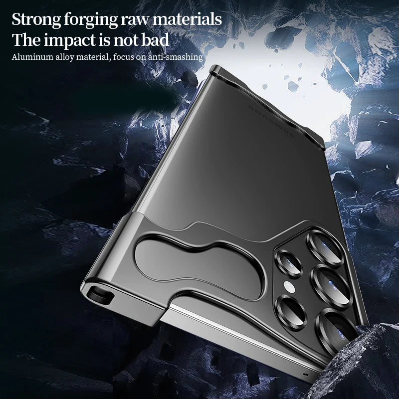 Lens Film Metal Corner Pad Shockproof Phone Case For Samsung Galaxy S23 S24 Ultra Plus Strong  Aluminum Alloy Bumper Phone Cover