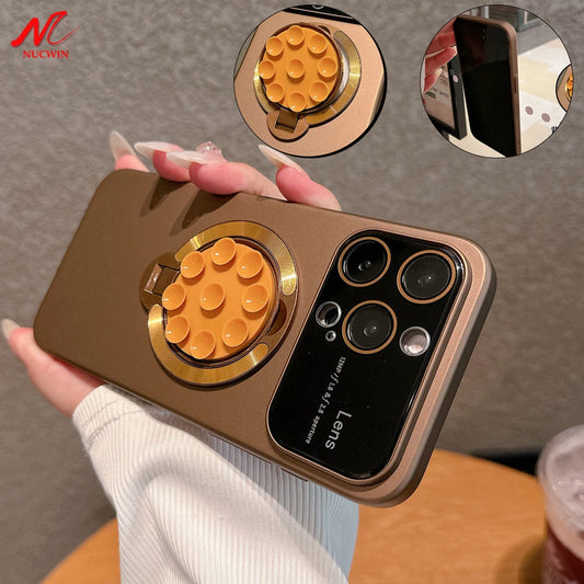 Luxury Suction Cup Phone Case For iPhone 16 15 14 13 12 Pro Max 16 Plus Stick to Wall Magsafe Magnetic Bracket Slim Matte Cover