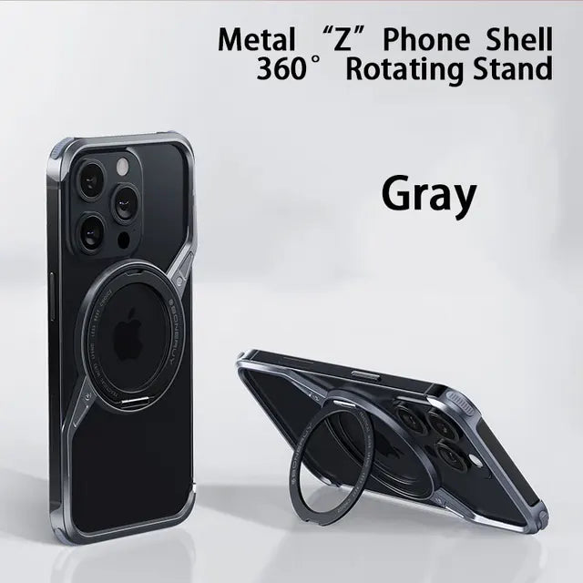 Zi Xi Luxury Aluminum Metal Magnetic Stand Phone Case For Iphone 16 15 14 Pro Max 360° Rotating Fulcrum Stand For Iphone 16 Plus